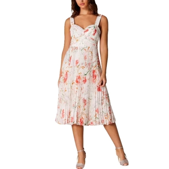 SOLD ‼$470.00 NWT Karen Millen Women's Floral Pleated Dress A-line Floral Midi - Picture 2 of 6